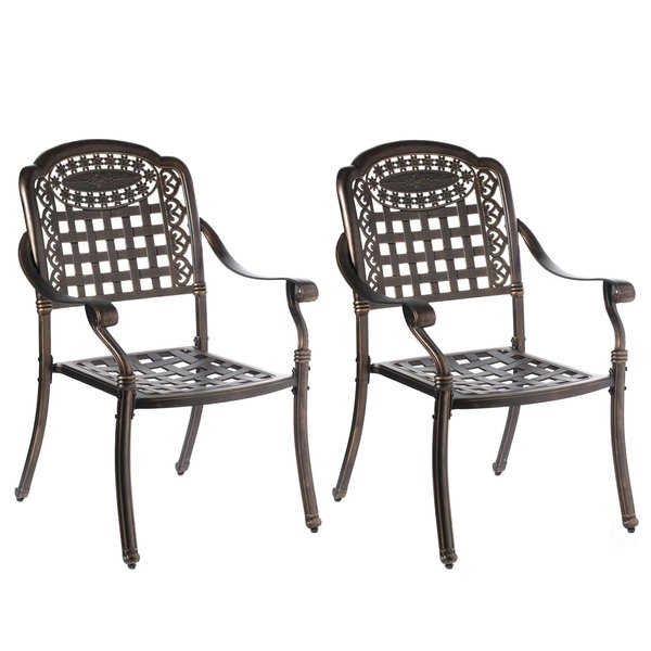 Gardenised Indoor and Outdoor Bronze Dinning Set 2 Chairs Cast Aluminum. QI003958CH.2